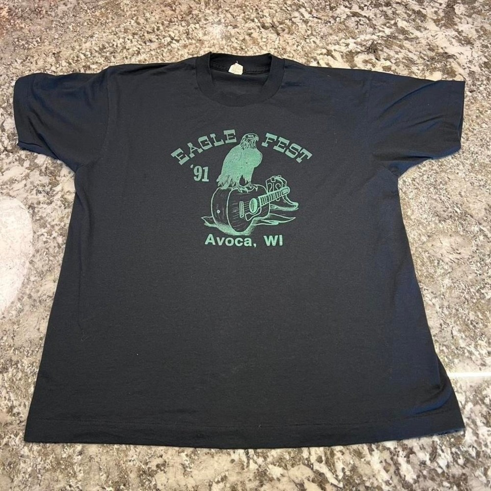 Vintage 1991 Eagle Fest Avoca WI Screen Stars T-Shirt Black XL Fire Dept 90s Tee